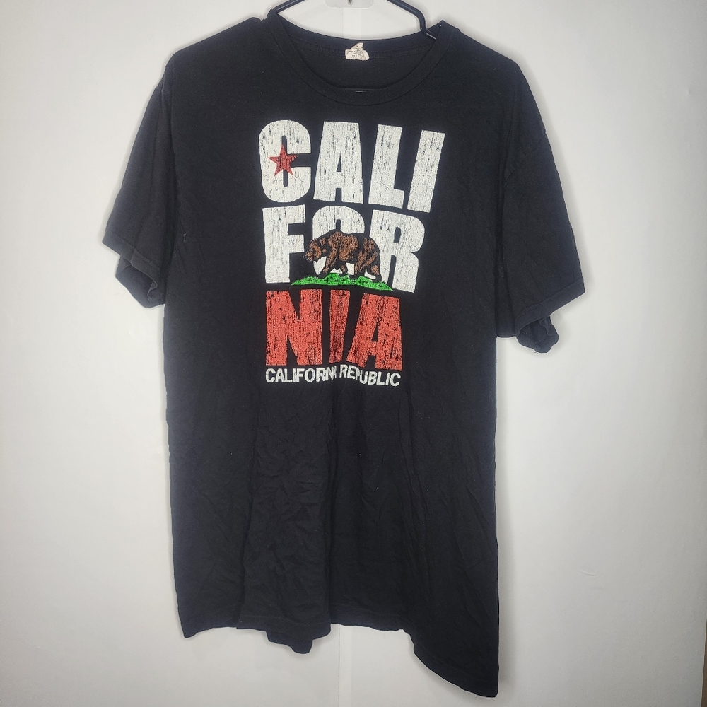 Men's California Republic Black Short Sleeve T-Shirt, XL
